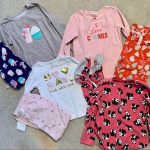Bundle of 4 Pairs - Girls Fleece Pajamas Size 7